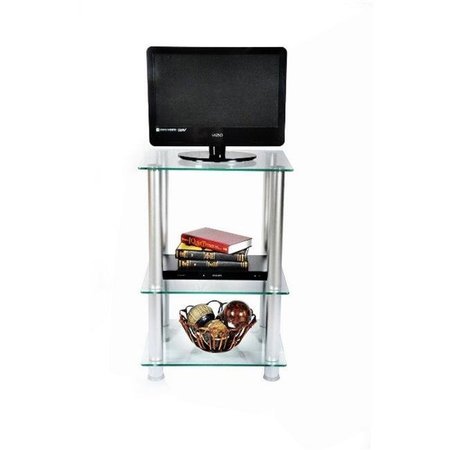 RTA HOME AND OFFICE RTA Home and Office TVM-005 20 in. Extra Tall Glass and Aluminum LCD and Plasma TV Stand and utility table or end table TVM-005